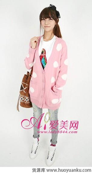 休闲校园风长款针织开衫